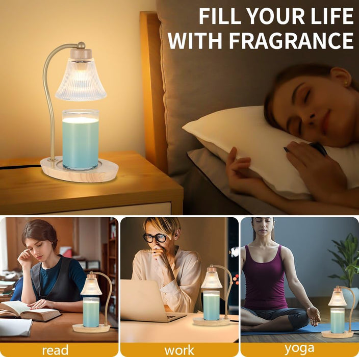 Candle Warmer Lamp with Timer Dimmer,Electric Wax Warmer for Jar Candles Mom Christmas Birthday Gifts House Warming New Home Bedroom Decor with 2 Bulbs