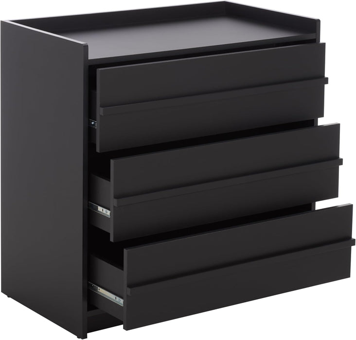 Furniture - Mishi 3-Drawer Chest - Black Wood-Look Dresser with Storage, Modern Bedroom & Guest Room Storage Cabinet, 32" W X 18.3" D X 31.5" H (CHS3101B)