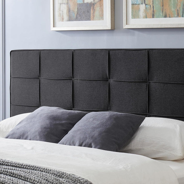 King Size Upholstered Headboard with Tufted Waffle Stitching Design, Adjustable Height, Modern Style, Perfect for Bedroom (Black)