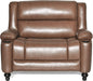 Carlo Oversized Manual Recliner Chair with Cup Holder, Faux Leather Recliner Sofa, Modern Reclining Accent Chair, Sturdy Wooden Frame, Brown