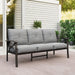 Patio 3 Seats Sofa, All-Weather Outdoor Couch, Patio Furniture Sofa,Khaki Metal Furniture with Gray Cushions