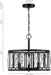 Matte Black Crystal Chandelier Featuring Four Lights