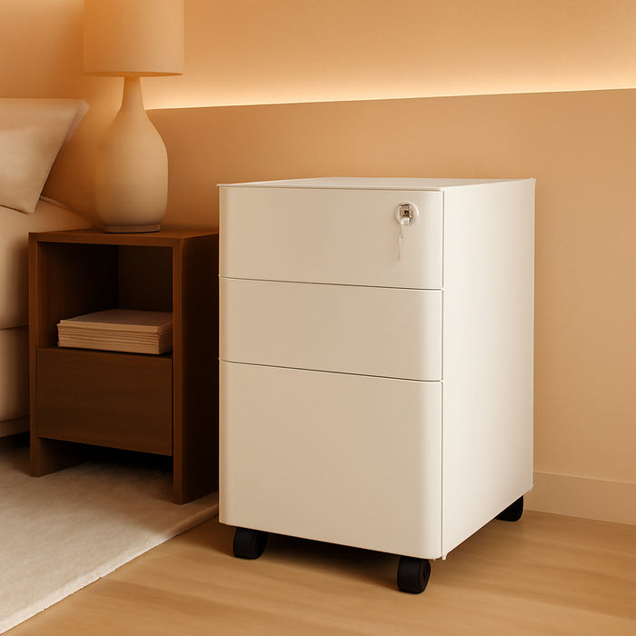 3-Drawer Vertical File Cabinet, Mobile Filing Cabinet with Lockable, Pre-Assembled Compact Slim File Cabinet, Portable Office Storage for A4/Letter/Legal Documents (White)