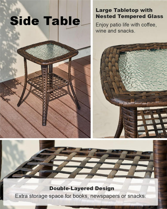 Luxury Outdoor Swivel Rocker Patio Chairs of 2 with Side Table