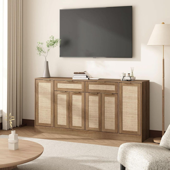70.1"W Rattan Sideboard Buffet Cabinet, Large Storage Cabinets