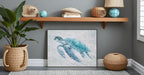 Sea Turtle Canvas Wall Art - Modern Hand Painted Teal Ocean Animal Artwork