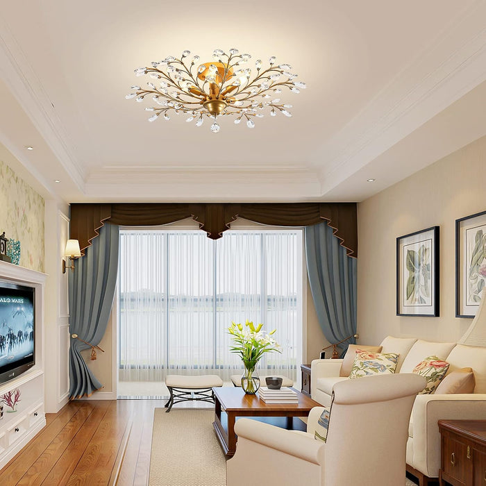 Crystal Chandelier 31in Diameter Brushed Gold Finish