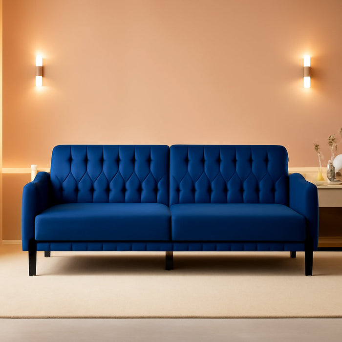 77Inch Velvet Convertible Sofa Bed Featuring Armrests