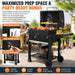 Charcoal Grill Outdoor BBQ Smoker with Height-Adjustable Charcoal Pan Crank Handle, Large Barrel Barbecue Grill with Front Access Door, Foldable Side Table & Removable Ash Tray for Backyard Garden