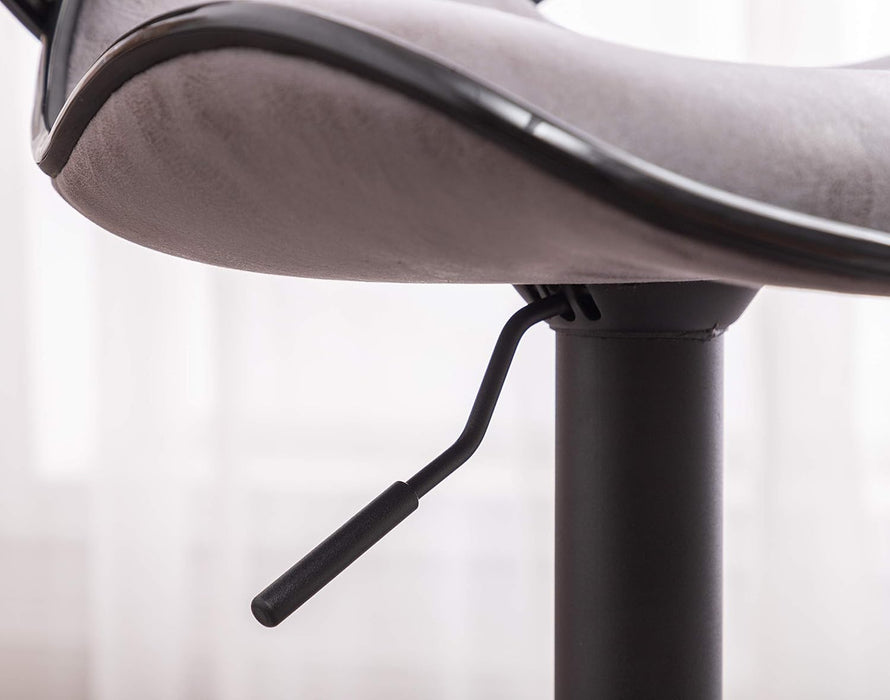 Masaccio Weathered Gray Upholstery Airlift Adjustable Swivel Barstool with Chrome Base, Set of 2