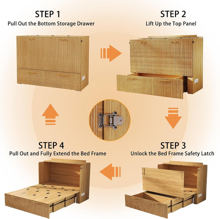 Oakwood Murphy Bed Cabinet With Integrated Charging