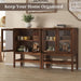 Sideboard Buffet Cabinet with Storage, Small Kitchen Coffee Wine Bar Cabinet with Glass Press-To-Open Doors, Wood Mid Century Modern Side Board Table for Dining Room, Living Room