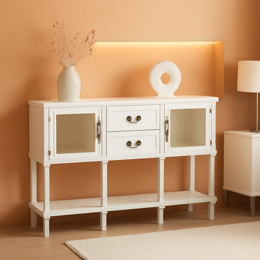 Wood Buffet Sideboard Cabinet Console Table, Cream White