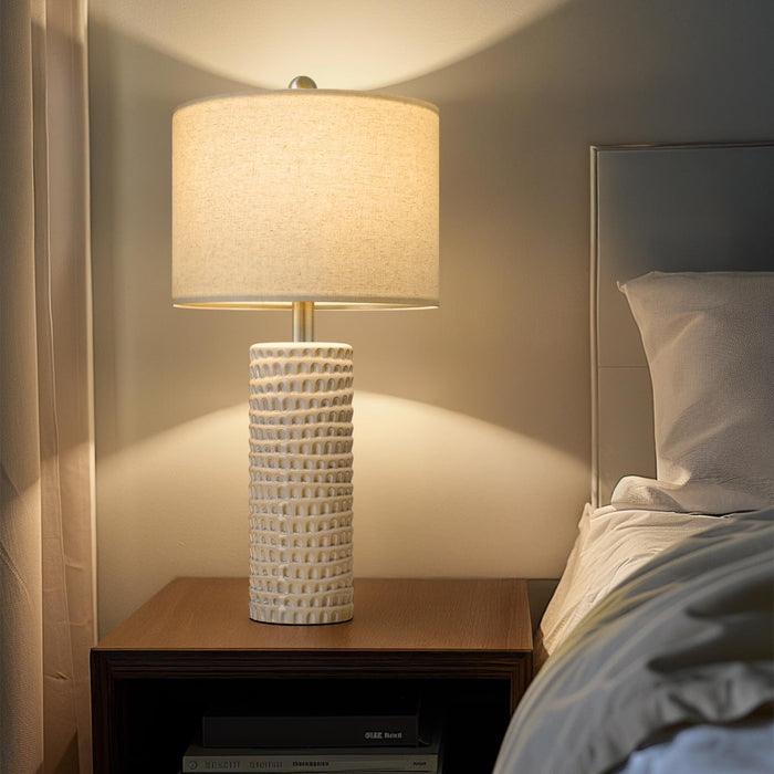 24" Farmhouse Ceramic Table Lamp Set of 2 for Bedroom Living Room White Desk Decor Bedside Lamps for Study Room Office Dorm Modern Accent Nightstand Lamp End Table Lamps