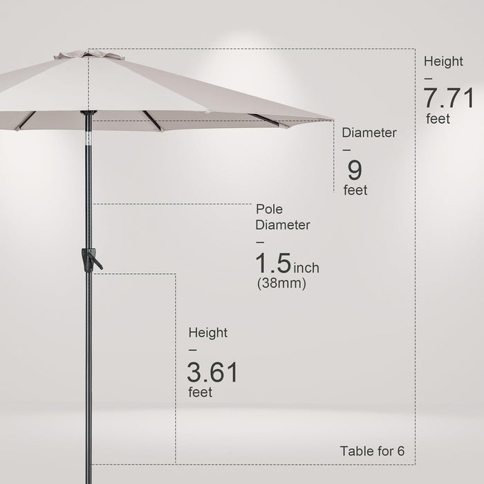 Patio Market Outdoor Table Umbrella with Push Button Tilt and Crank,Large Sun Umbrella with Sturdy Pole&Fade Resistant Canopy,Easy to Set