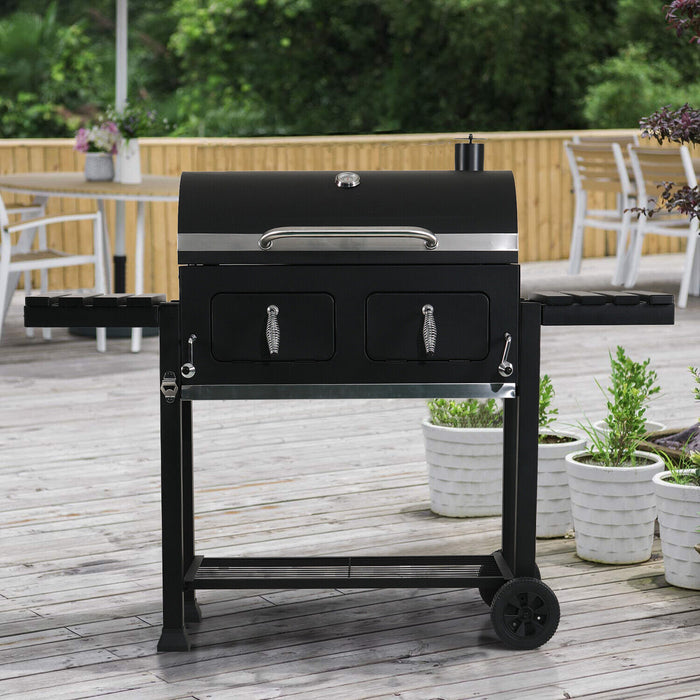 Oversize Charcoal BBQ Grill Liftable Charcoal Tray Backyard Patio Outdoor Cooker