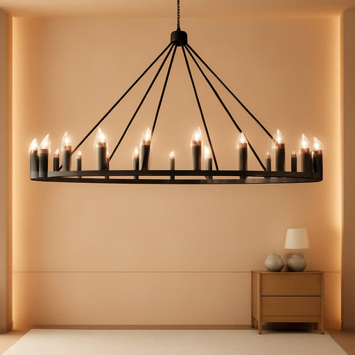 30 Lights Black Extra Large Wagon Wheel Chandelier, 60 Inch Farmhouse Industrial Ceiling Light Fixture for High Ceiling Outdoor Porch Living Dining Room Foyer Entryway, E12