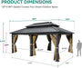 12X18FT Meatl Hardtop Gazebo Metal Double Roof Canopy Galvanized Iron Aluminum Pillar Garden Tent Curtains Netting for Patios Backyards Decks Lawns