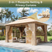 12'X10' Gazebo, Outdoor Gazebo Metal Frame Canopy with Double Roofs, Heavy Duty Patio Tent Shelter with Mosquito Netting and Privacy Screen for Backyard, Beige