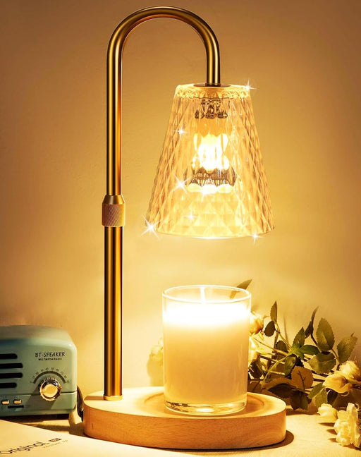 Candle Warmer Lamp with Timer - Adjustable Height, Electric Wax Melter in Gold for Cozy Aesthetic Bedroom Home Decor, Gift for Women, Mother, Friend, Birthday, Christmas