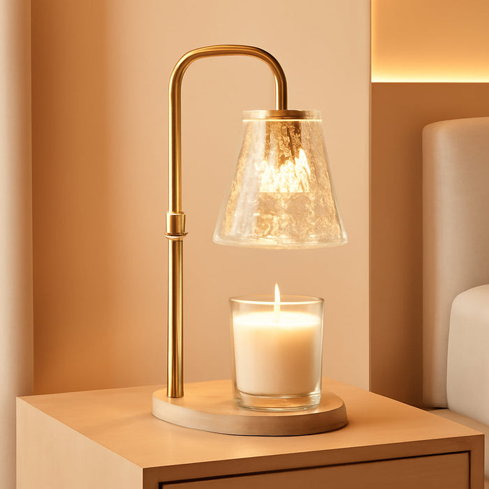 Candle Warmer Lamp with Timer - Adjustable Height, Electric Wax Melter in Gold for Cozy Aesthetic Bedroom Home Decor, Gift for Women, Mother, Friend, Birthday, Christmas