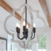 21 Inch Farmhouse Distressed White Wood Chandelier