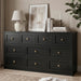59" Wide Black 10 Drawer Dresser for Bedroom with Gold Metal Handle