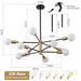 12-Light Modern Sputnik Chandeliers Black & Gold Ceiling Light Fixtures for Dining Room Living Room Bedroom