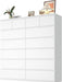 59" W 59" H White Bedroom Dresser, 14 Drawer Large Tall Chest of Drawers