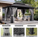 10' X 14' Hardtop Gazebo, Aluminum Metal Outdoor Gazebo with Galvanized Steel Double Roof, Permanent Patio Pavilion with Breathable Netting and Curtains for Dining, Wedding, Party