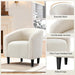 Barrel Chairs, Furry Accent Chairs with Soft Padded Armrest for Living Room Bedroom Waiting Room Office, Set of 2, Ivory