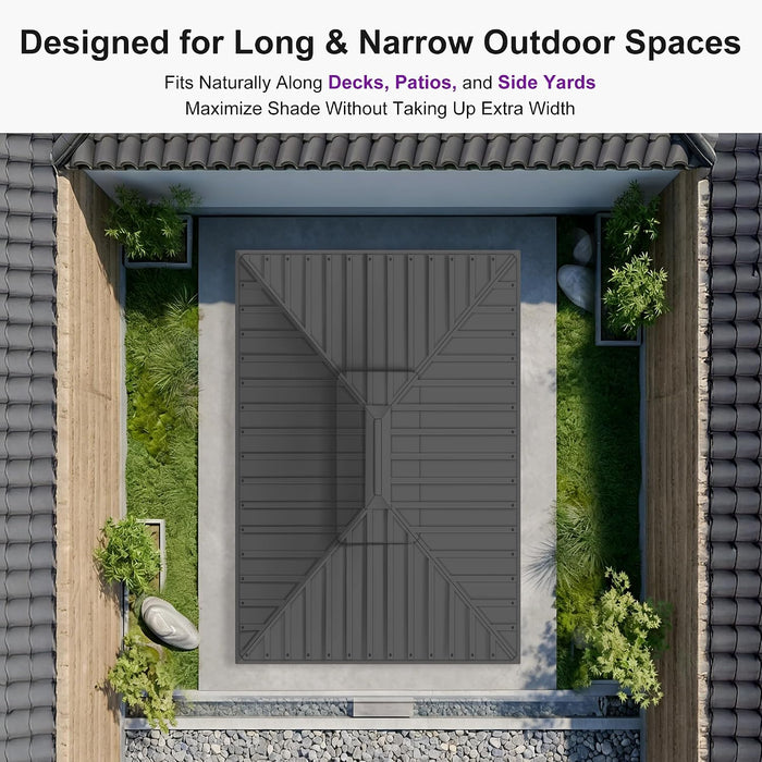 8x12 Grey Aluminum Hardtop Gazebo BackyardPatio Deluxe