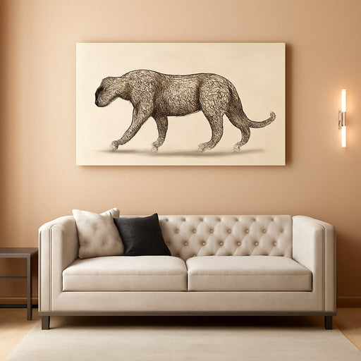 Leopard Canvas Wall Art, Neutral Textured Big Cat Art Prints, Modern Wildlife Wall Decor for Living Room Bedroom Office 20X40 Inch