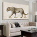 Leopard Canvas Wall Art, Neutral Textured Big Cat Art Prints, Modern Wildlife Wall Decor for Living Room Bedroom Office 20X40 Inch