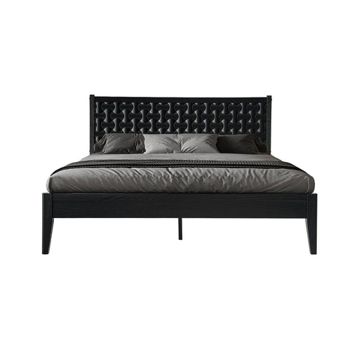 King Size Bed Frame, Solid Wood Platform Bed with Headboard & Footboard, 12 Sturdy Slatted, Central Metal Legs, Easy Assembly, Anti-Slip & Noise-Free, No Box Spring Needed, Ebony Oak Finish ORK-35