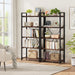 5 Tier Industrial Bookshelf Dark Walnut WoodFinish