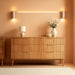 Fluted 6 Drawer Dresser for Bedroom, 55" Wide Wooden Chest of Drawers with Rounded Corners, Gold Handles, Modern Storage Organizer for Bedroom, Hallway(Walnut)