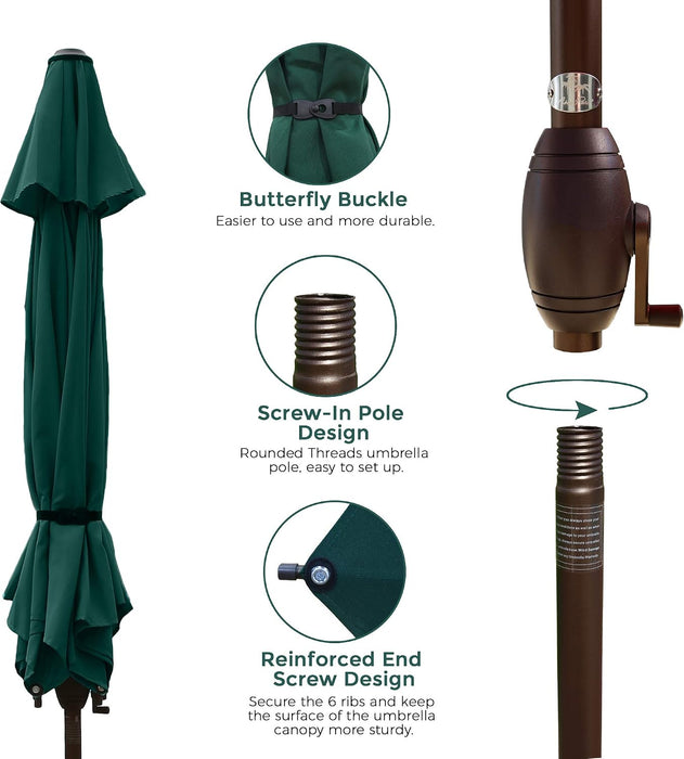 Patio Umbrella Outdoor Umbrella Patio Market Table Umbrella with Push Button Tilt and Crank for Garden, Lawn, Deck, Backyard & Pool