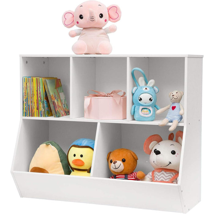 Kids Bookshelf, Bookcase Footboard, Toy Storage Cubby, Children'S Toy Shelf, 35.4" L Storage Cabinet, Fit for Children'S Room, Playroom, Hallway, Kindergarten, White WT32CW01