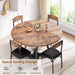 round Dining Table Kitchen Dining Room Circle Dinner Pedestal Table for 4, Space Saving Wood Kitchen & Dining Room Furniture (Rustic Brwon)