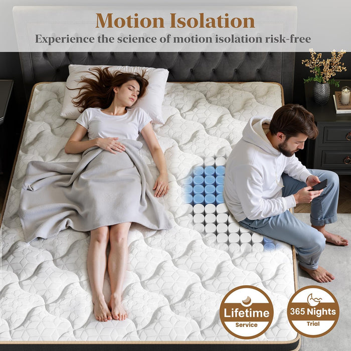 Queen 12 Inch Cooling Hybrid Mattress CertipurCertified