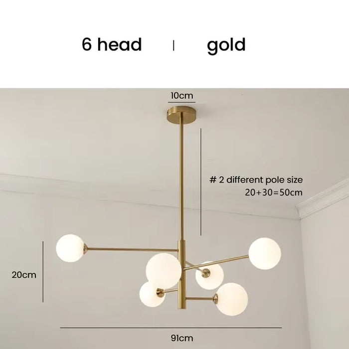 Modern Glass Ball Led Ceiling Chandelier Black Gold for Bedroom Living Dining Room Table Pendant Lamp Lusters Luminaire Lighting