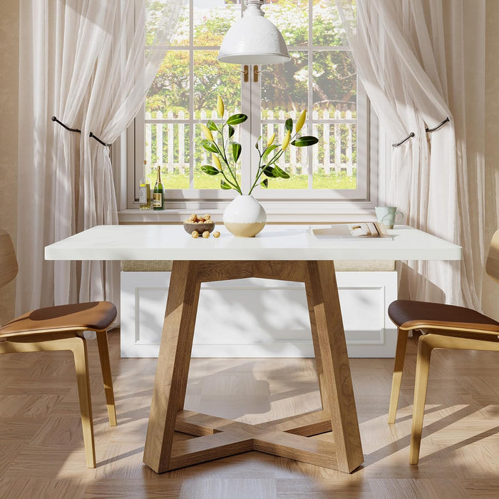 47Inch Dining Table White Brown SpaceSaving Design
