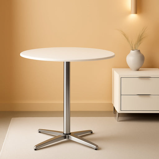 White Round Pub Table With SturdyCrossbase 39Inches