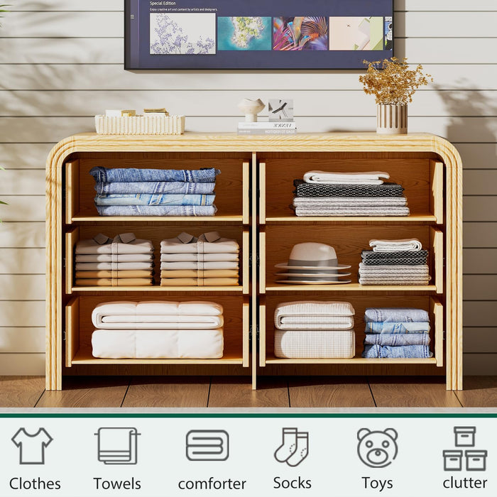 47" Modern Chest of Drawer, 6 Deep Drawers,Clothes Organizer,Large Storage Cabinet for Living Room, Bedroom,Dresser TV Stand, Wood Drawer Organizer for Living Room, Hallway, Wood
