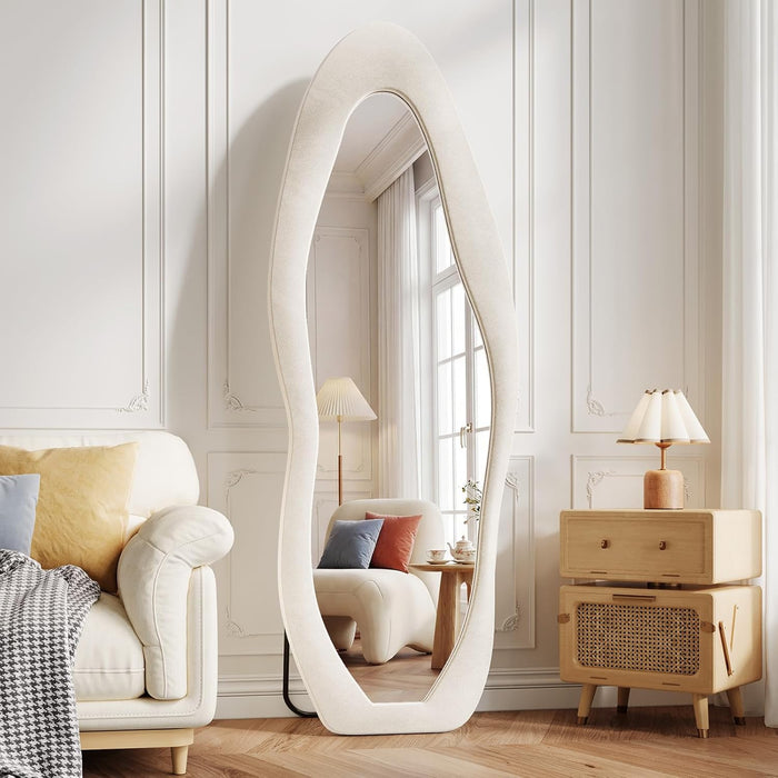 Full Length Mirror 63"X24", Irregular Flannel Floor Mirrors
