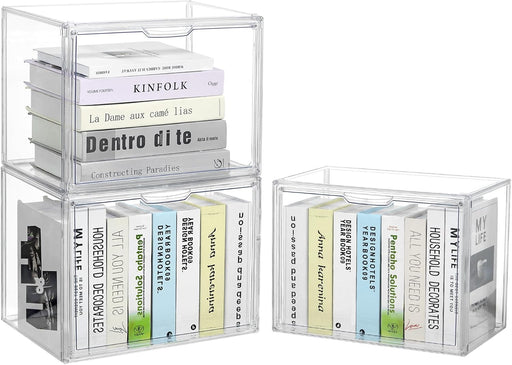 Stackable Cube Storage Organizer Clear Display Case