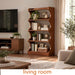 Book Shelf, 54-Inch Tall Bookcase, 4 Tier Storage, Walnut Wood