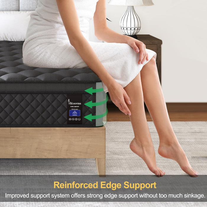 Queen Mattress, 14 Inch Hybrid Mattresses Euro Top Medium Firm for Back & Lumbar Support, 100 Night Trial, Individual Pocket Spring Bed for Motion Isolation & Pressure Relief