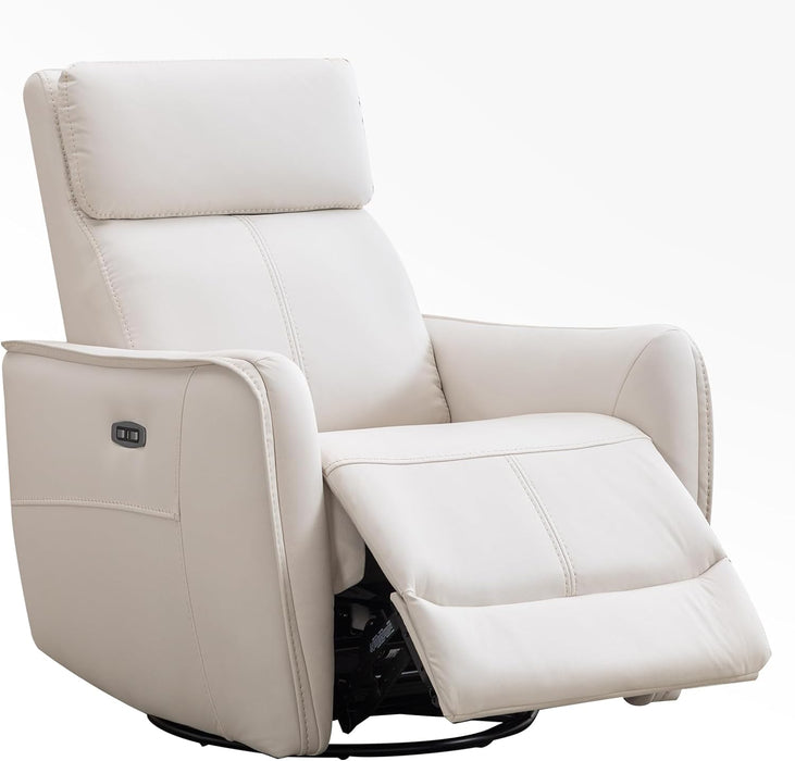 Beige Power Recliner with USB, Glider Rocker